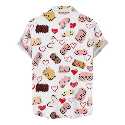 Fun Heart Boobs Print Casual Holiday Shirt