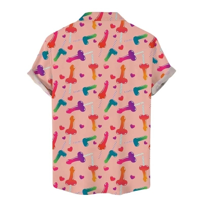 Fun Cock Lollipop Print Short-Sleeved Shirt