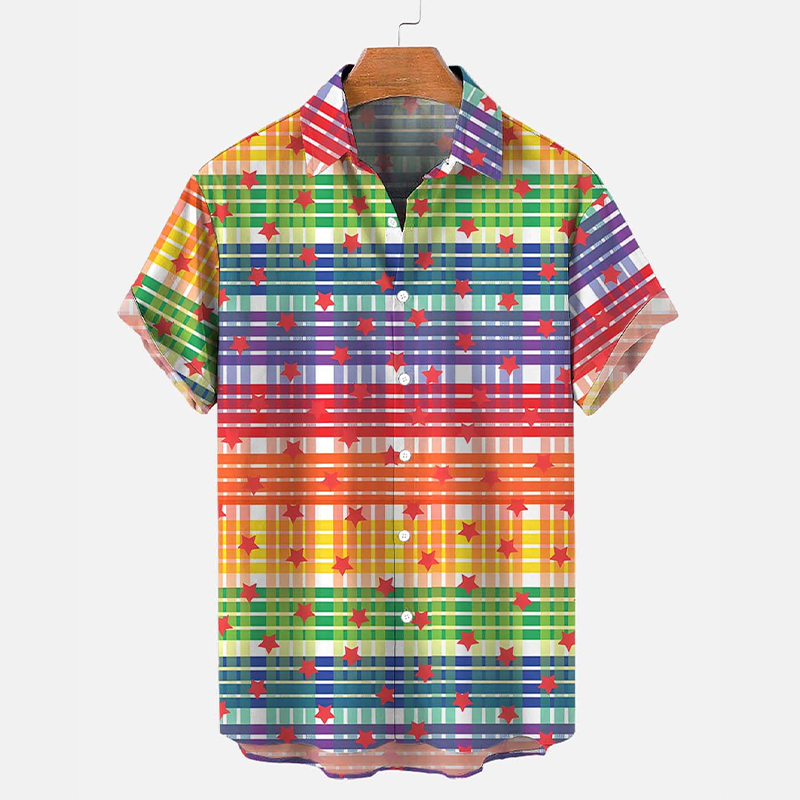 LGBT Rainbow Pride Checkered Star Hawaiian Shirt