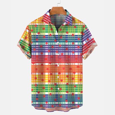 LGBT Rainbow Pride Checkered Star Hawaiian Shirt