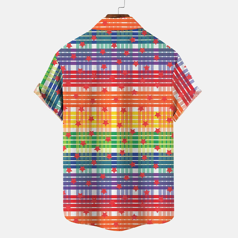 LGBT Rainbow Pride Checkered Star Hawaiian Shirt