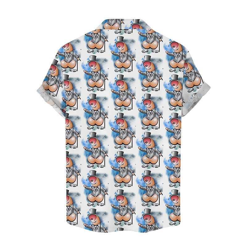 Funny Mr Cocks Print Hawaiian Shirt