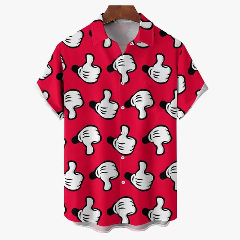 Cartoon Gloves Casual Short Sleeve Shirt