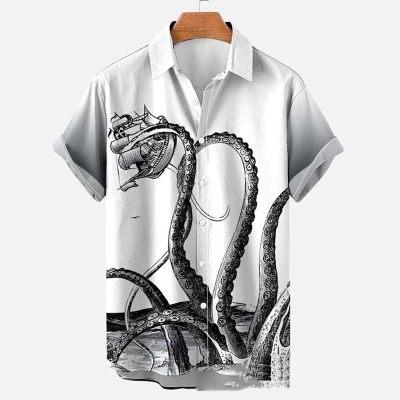 Sea Monster Octopus Print Shirt
