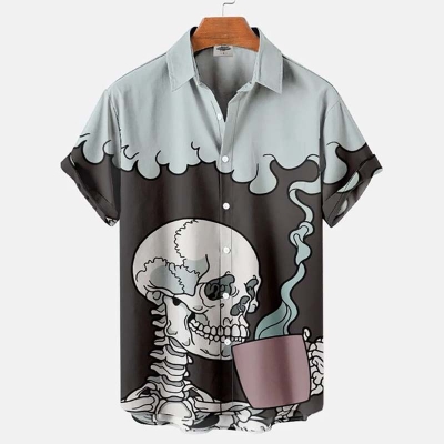 Coffee Skull Print Shirt