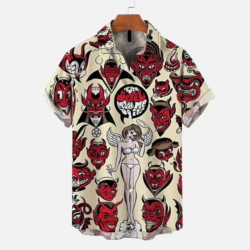 Devil Head In Various Hawaiian Shirt