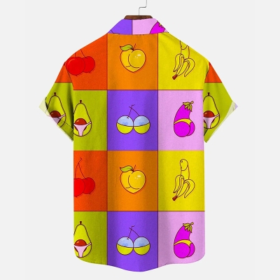 Funny Fruit Print Hawaiian Shirt