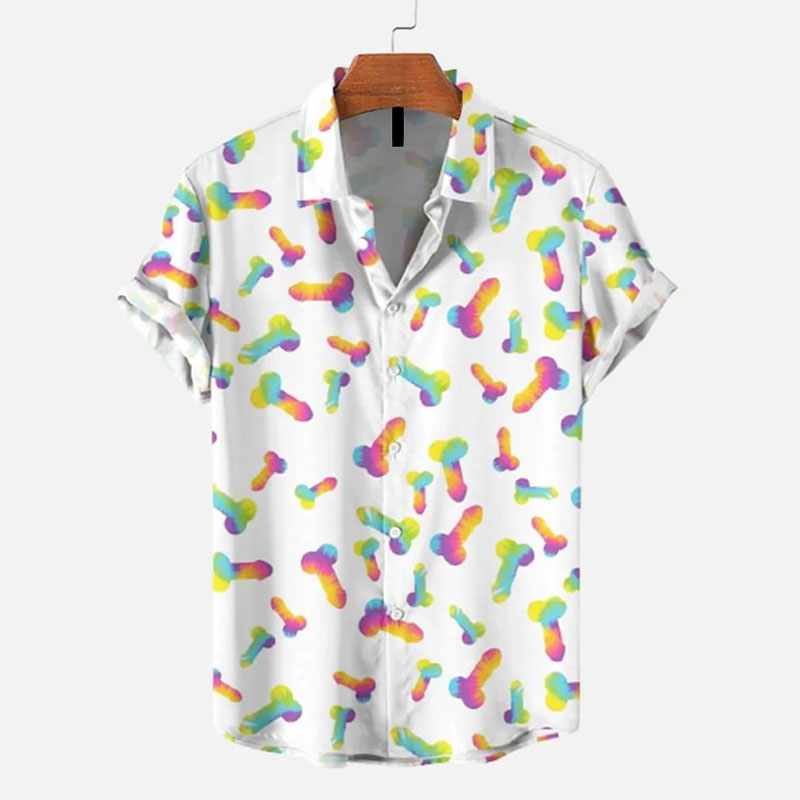 Funny Watercolor Cocks Print Hawaiian Shirt