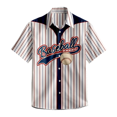 Baseball Stripe Patterned Linen Shirt