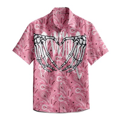 Skull Cashew Flower Pattern Linen Shirt