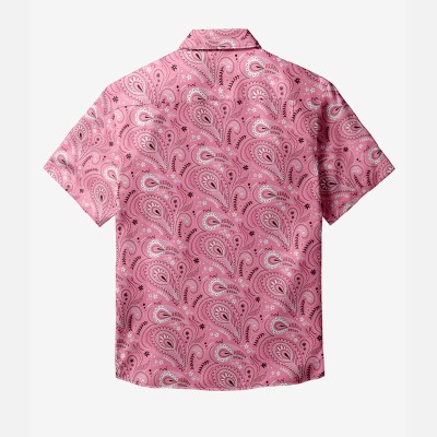 Skull Cashew Flower Pattern Linen Shirt