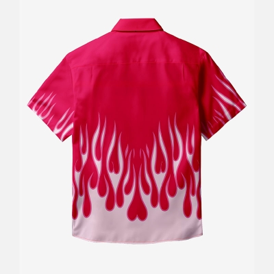 Skull Flame Patterned Linen Shirt