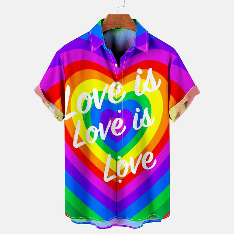 Love Is Love Rainbow Heart Pattern Hawaiian Shirt