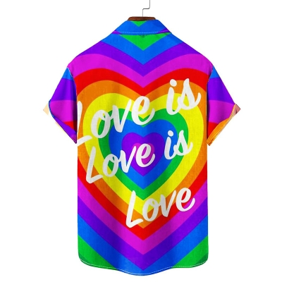 Love Is Love Rainbow Heart Pattern Hawaiian Shirt