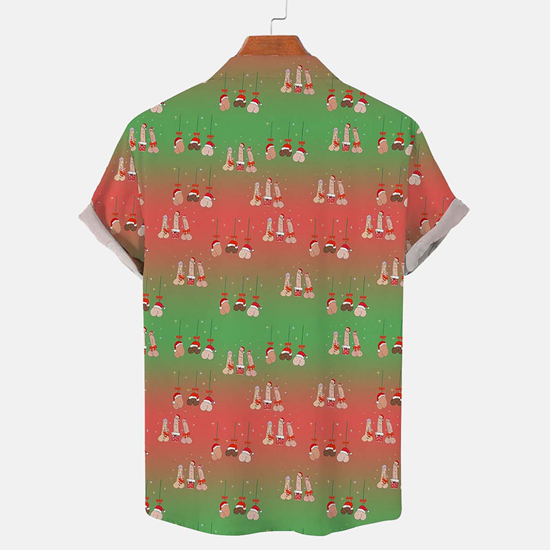 Cartoon Cocks Print Hawaiian Shirt