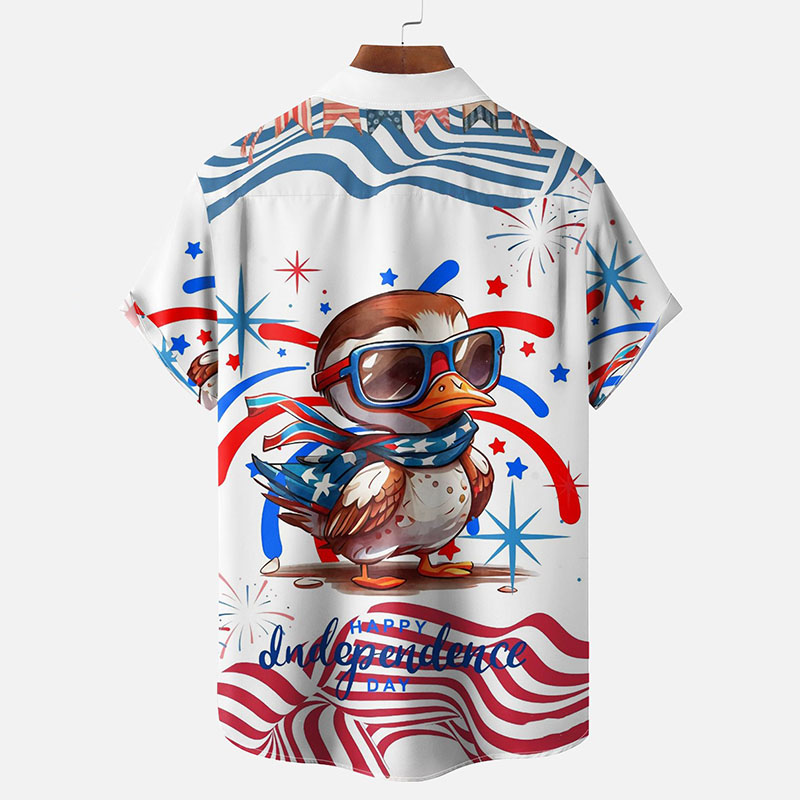 Happy Independence Day Graphic Print Hawaiian Shirt