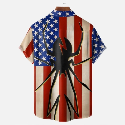 Independence Day Spider Print Hawaiian Shirt