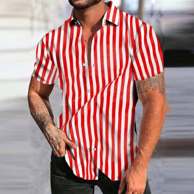 Retro Irregular Striped Printed Linen Shirt