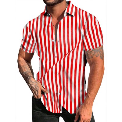 Retro Irregular Striped Printed Linen Shirt