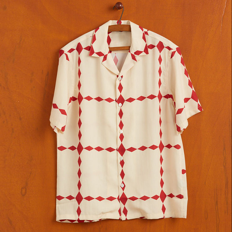 Diamond Plaid Linen Hawaiian Shirt