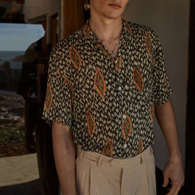 Bohemian Patterned Linen Hawaiian Shirt