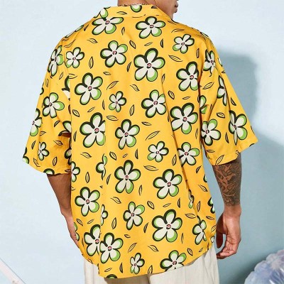 Yellow Floral Print Holiday Shirt