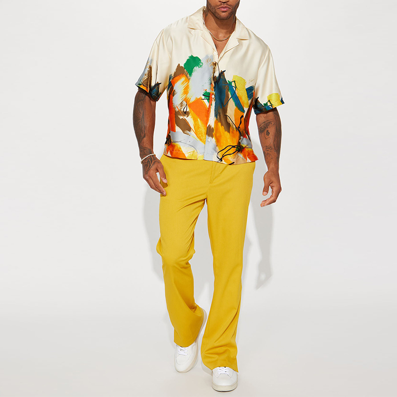Personalized Color Block Pattern Hawaiian Shirt