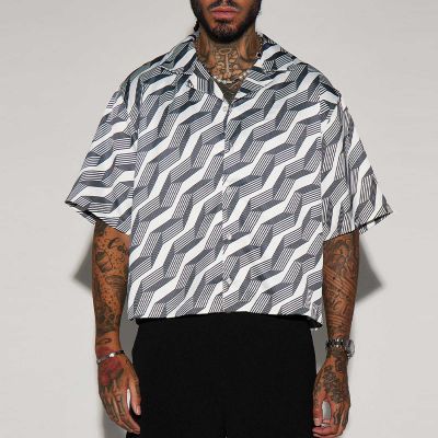 Stylish Geometric Patterned Hawaiian Shirt