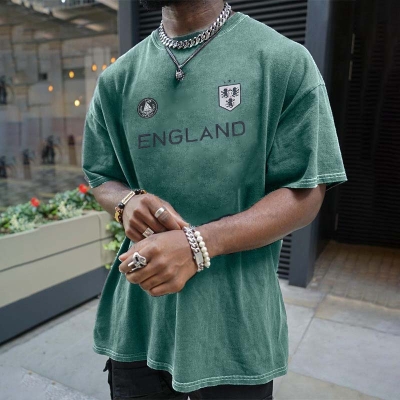 England Crest Printed Washed T-shirt