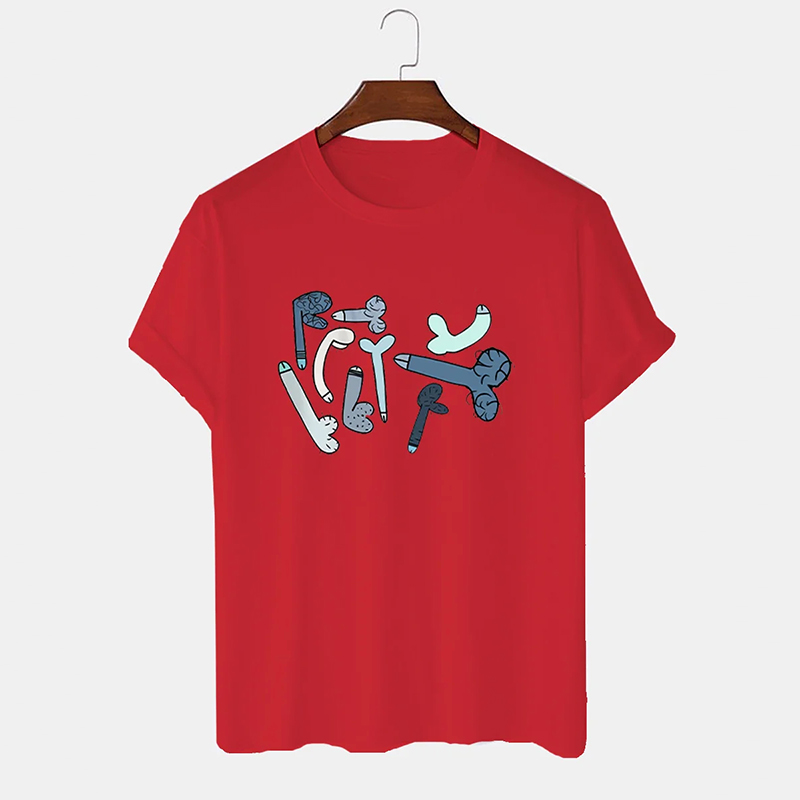 Colored In Cock Doodles Print Slim Fit Cotton T-Shirt