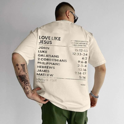 Love Like Jesus Printed Cotton T-shirt