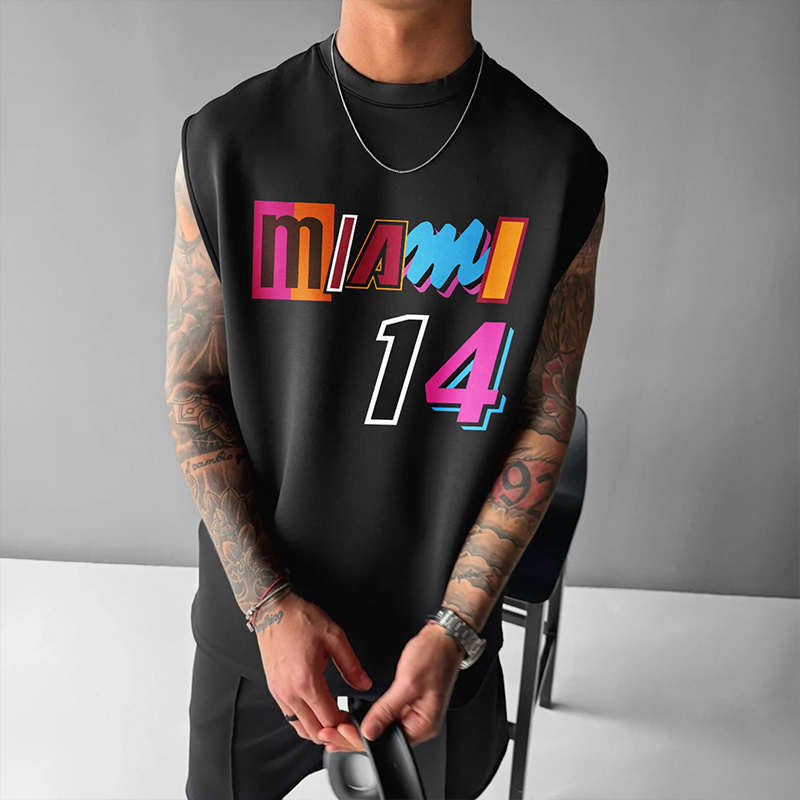 Basketball Printed Sports Sleeveless Cotton T-Shirt