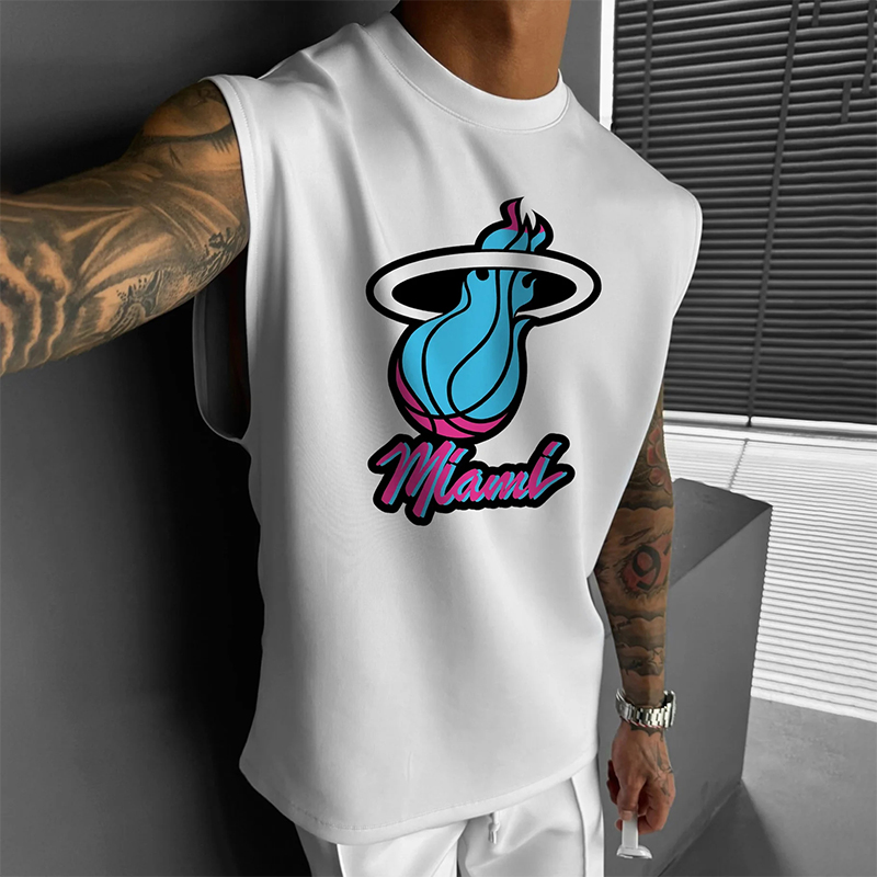 Basketball Printed Sports Sleeveless Cotton T-Shirt