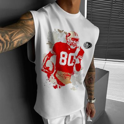 American Football Printed Sports Sleeveless T-Shirt