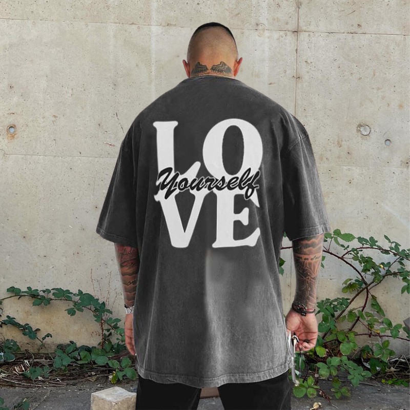 "Love Yourself Large Back" Print T-Shirt