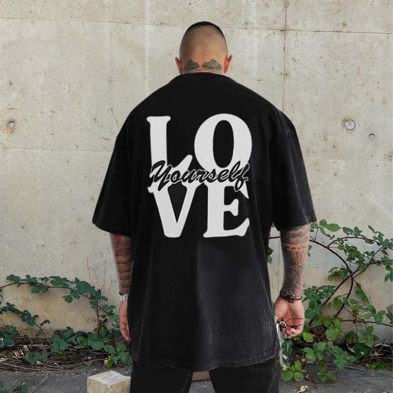 "Love Yourself Large Back" Print T-Shirt