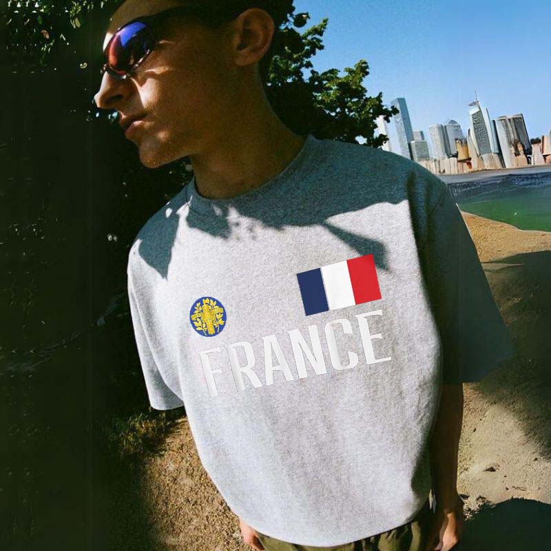 Simple French Olympic Flag Print T-Shirt