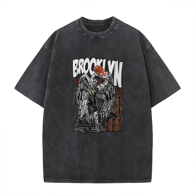 Brooklyn Basketball Graffiti Washed Cotton T-Shirt