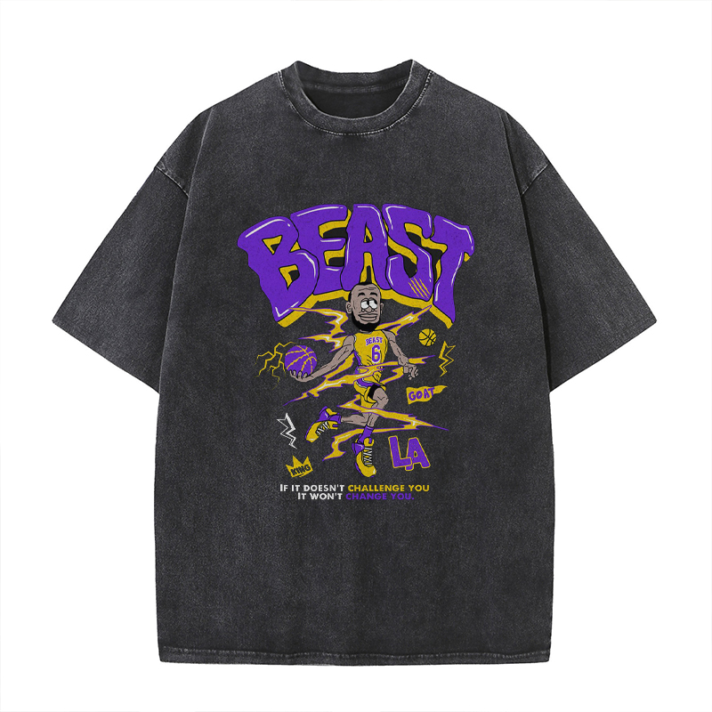 Beast Basketball Graffiti Washed Cotton T-Shirt