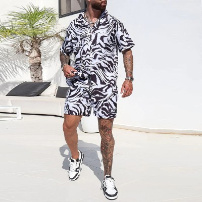 Zebra Print Short Sleeve Shirt Suit