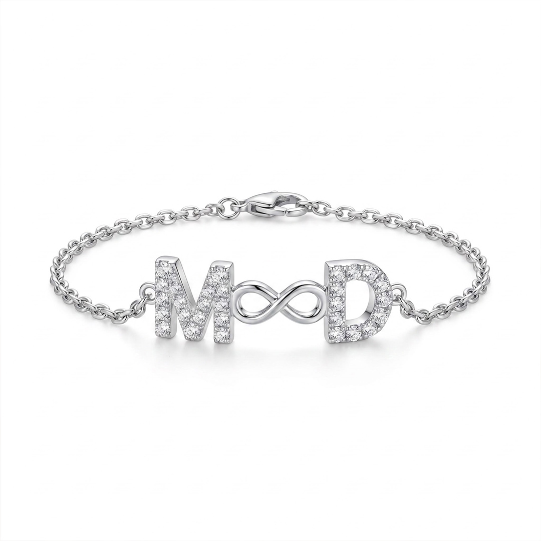 Diamond Double Initial Infinity Bracelet