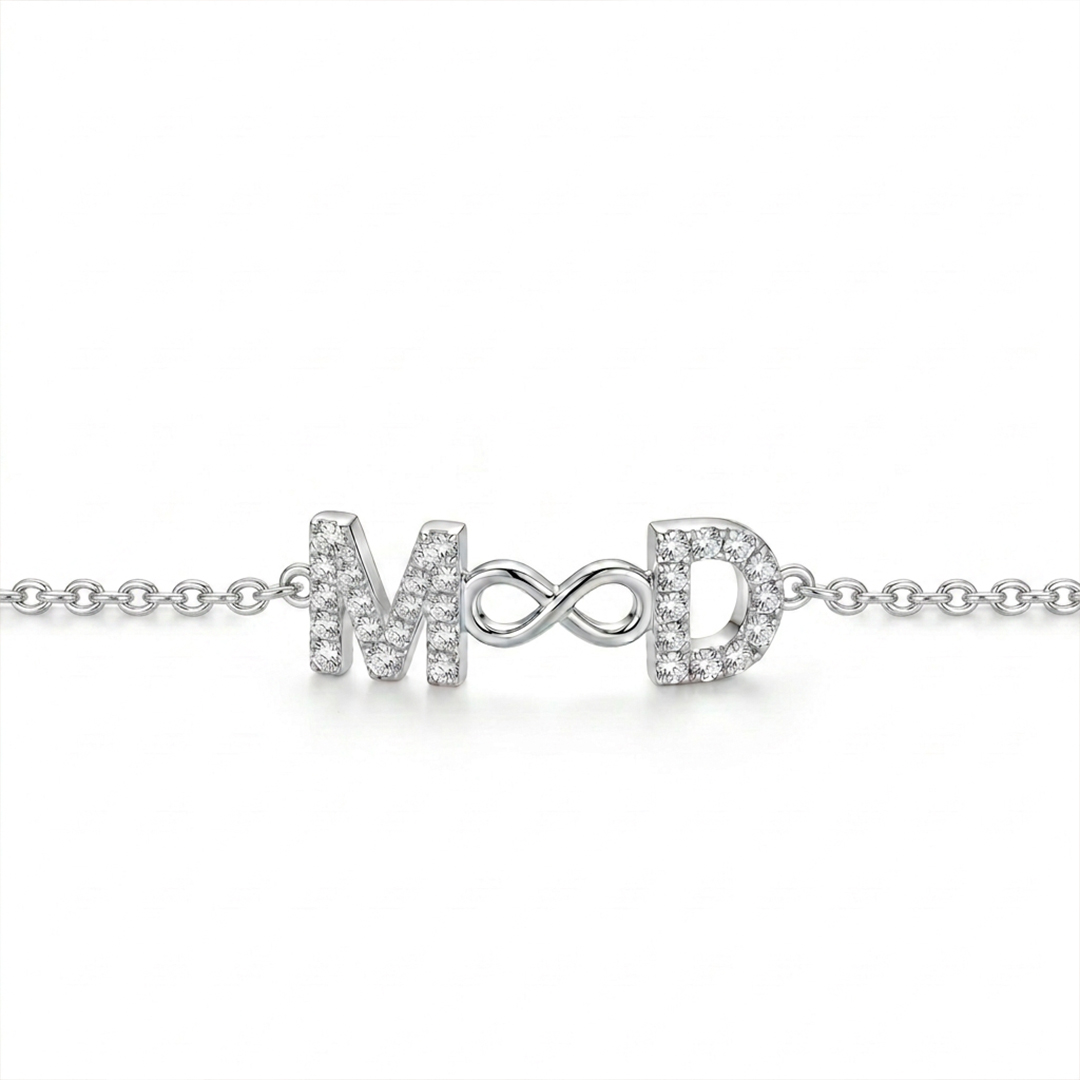 Diamond Double Initial Infinity Bracelet