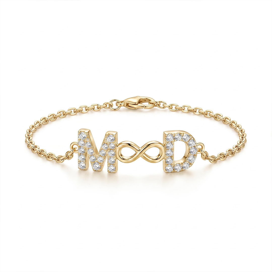 Diamond Double Initial Infinity Bracelet