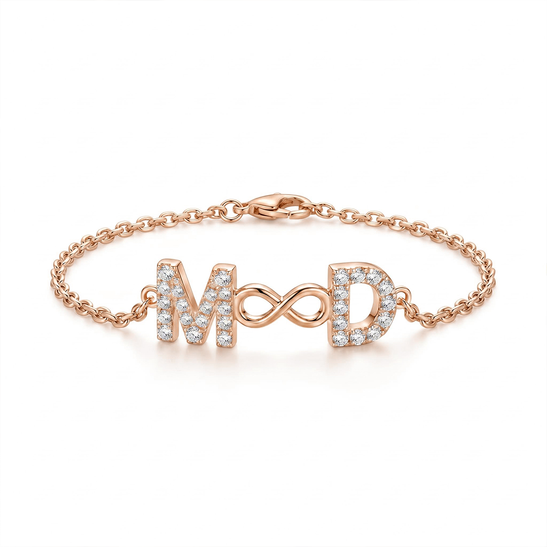 Diamond Double Initial Infinity Bracelet