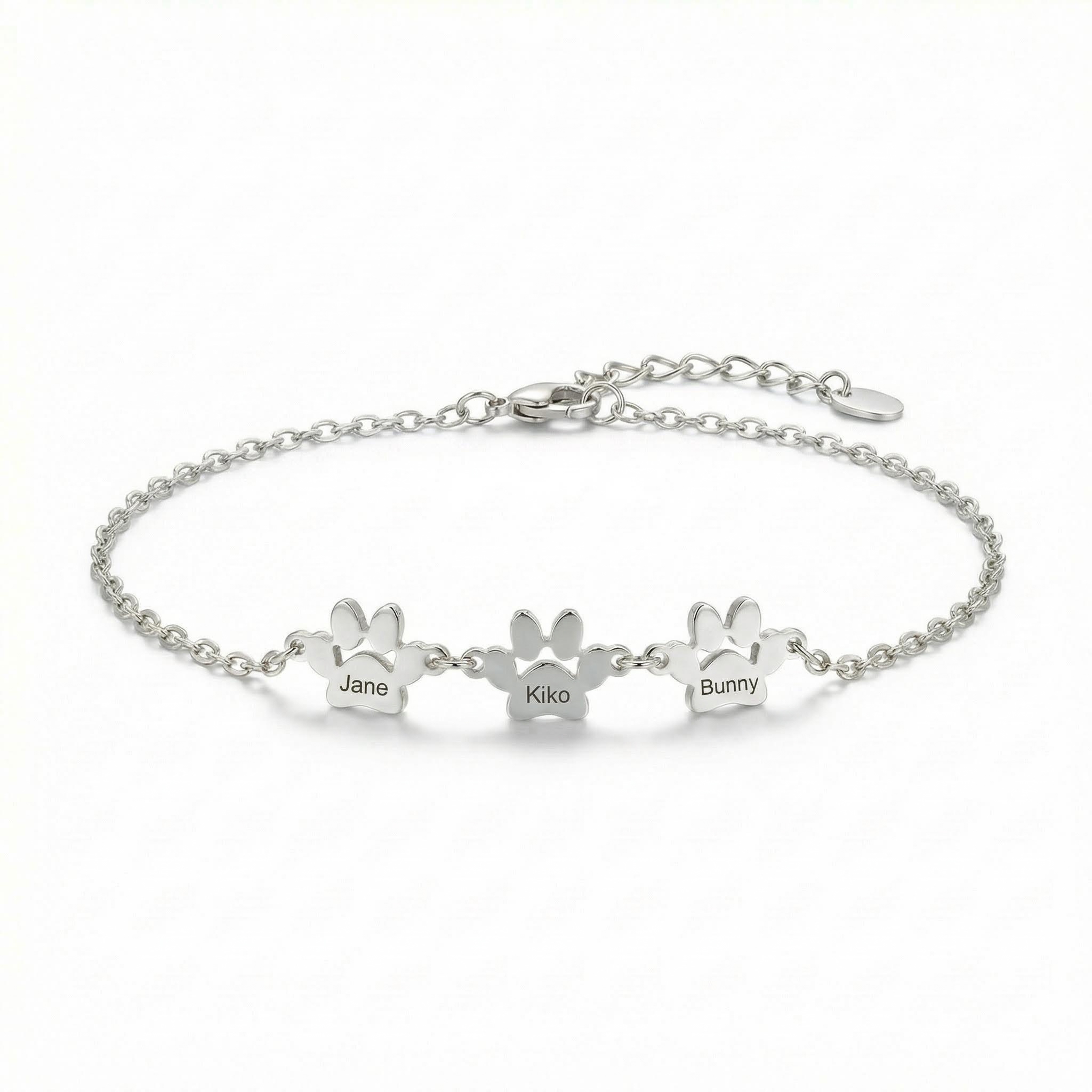 Engraved Paw Print Bracelet
