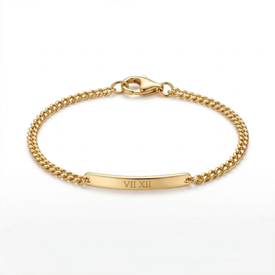Engraved Bar Curb Chain Bracelet