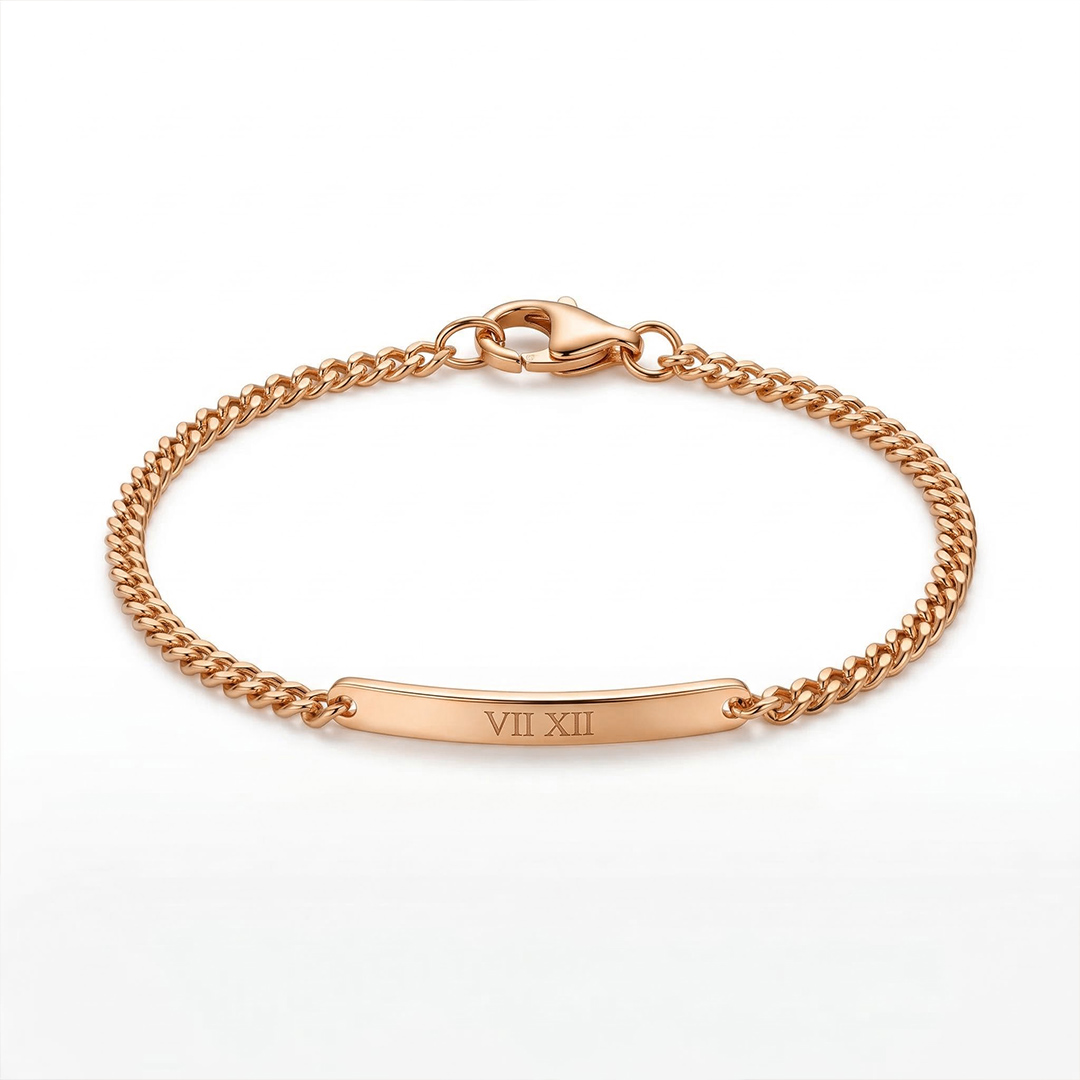Engraved Bar Curb Chain Bracelet