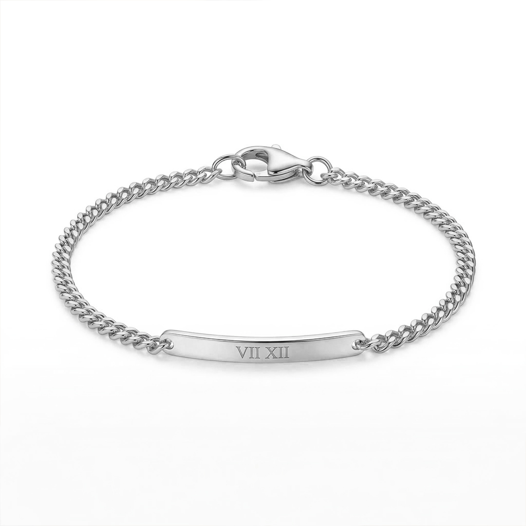 Engraved Bar Curb Chain Bracelet