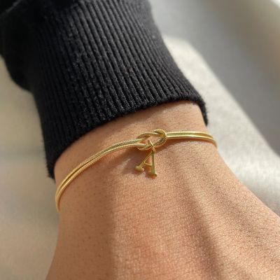 Initial Snake Chain Infinity Knot Bracelet