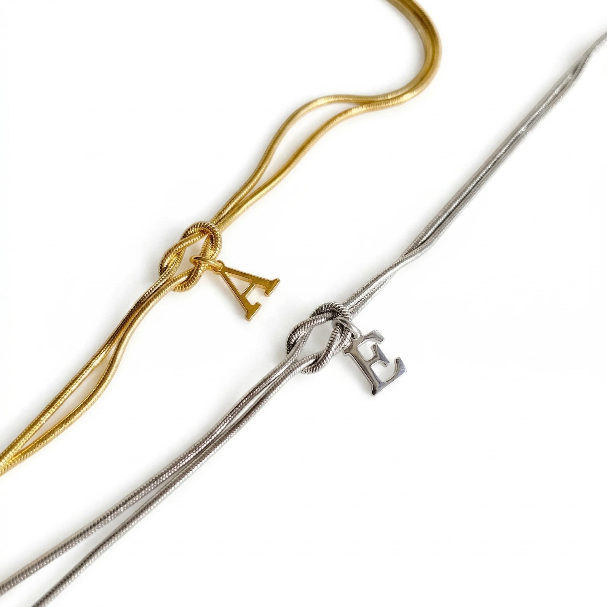 Initial Snake Chain Infinity Knot Bracelet